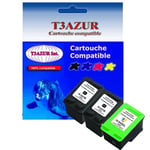 Lot de 3 Cartouches compatibles type T3AZUR pour imprimante HP Psc 4180 (2x337+343) 18ml (Noire et Couleur)