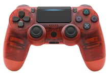 PS4 for controller, wireless PS4 Bluetooth joystick for PS4 controller, suitable for the Playstation 4 gamepad, with LED colored lights and vibration function Transparent red