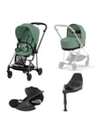 Cybex Mios Pushchair, Carrycot & Cloud T PLUS i-Size Car Seat with Base T Bundle, Black/ Green