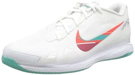 Nike Men's Court Air Zoom Vapor Pro Trainers, White Washed Teal Habanero Red, 8 UK