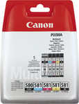 Original Canon Setup PGI-580PGBK+CLI-581BK,C,M,Y TS6350 x5 Ink Cartridges OEM