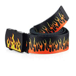 HMXA Creative flame print belts for men/women fashion nylon Metal Buckle Belt Belts Male Casual Straps Waistband (Belt Length : 100cm, Color : As shown)
