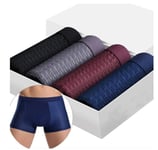 Tinydimple 4 Pack Men'S Ice Silk Underwear Breathable Soft Ultra-Thin Mesh Boxer Briefs, Bamboowear Men'S Low Rise Trunks Underwear, Bamboo Boxer Shorts Pack (3XL)