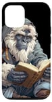 iPhone 15 Pro Cute anime blue bigfoot / yeti reading a library book art Case