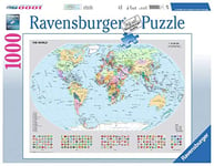 Ravensburger- Puzzle 1000 Pièces Carte du Monde Politique Puzzle Adulte, 4005556156528, Néant