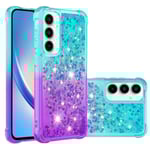 SKALO Samsung A35 5G Kvicksand Glitter Hjärtan TPU-skal - Turkos multifärg