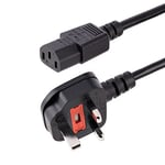 StarTech.com Câble d'alimentation pour PC UK - BS 1363 à C13, 18AWG, 10A 250V - Cordon d'alimentation Ordinateur/Ordinateur Portable/TV - Câble d'alimentation Écran PC (BS13U-1M-POWER-LEAD)