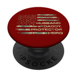 Husband Daddy Protector Hero American Flag Camouflage Style PopSockets PopGrip Interchangeable