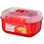 Sistema Rectangle Microwave Container | 525 ml | BPA-Free | Red/Clear