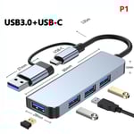 USB C-dockningsstation USB C Hub-adapter för flera bildskärmar med 4 TU 4 i 1