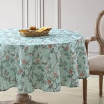 Laura Ashley Decorative Tablecloth, Wrinkle and Stain Resistant, Spillproof Water Repellent, Easy Care Washable Polyester Fabric for Dining, Kitchen, Holiday, and Party, 70" Round, Eglantine