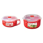 Sistema Microwave Breakfast Bowl, 850 ml - Red/Clear & Microwave Round Container, 915 ml - Red/Clear