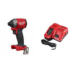 Milwaukee 4933464087 M18FID2-0 18V Impact Driver GEN 2 Body Only - Black-Red & M12-18FC M12-M18 Multi Fast Charger, 230 V, One Size