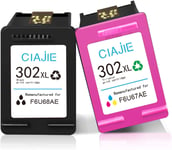 CIAJIE Remanufactured 302 Ink Cartridges Replacement for HP 302 302XL Ink Cartridges for Envy 4520 4527 4524 4528 Officejet 3830 3831 3835 4650 5230 4658 Deskjet 2130 3630 2134 (1 Black+1 Tri-Colour)