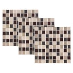 Autocollants décoratifs 3D (x3) - 26 x 26 cm - Mosaïque Brun/beige