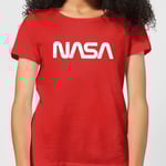 NASA Worm White Logotype Women's T-Shirt - Red - L