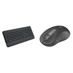 Logitech Signature K650 Wireless Keyboard with Wrist Rest, Full-Size, BLE Bluetooth or Logi Bolt USB - Grey & Signature M650 L Full Size Wireless Mouse - Grey