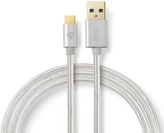 Nedis Fabritallic USB-A til USB-C-kabel - 2 meter
