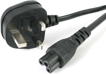 1.8m Laptop Mains C5 to 3 Pin UK Cloverleaf Power Cable - Black