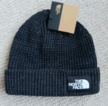 Genuine THE NORTH FACE Black Knitted Lined BEANIE Box Logo Toque Hat Adult TNF6