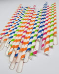 SUMTASA - 10 x Bio Degradable Paper Straws Multicoloured Great for Cocktails, Mocktails, Slush Puppie, Snow Cone, Ice Cream, Cold Drinks & Juices - for Parties, Weddings & All Occasions - 8mm x 200mm