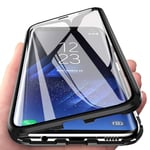 Wishcover Magnetic Adsorption Case for Samsung Galaxy S21,Metal Frame Aluminum Bumper with Double-Sided Clear Tempered Glass,360 Degree Full Protection Flip Case for Samsung Galaxy S21