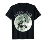 WOLF Funny Vintage Art Howling Moon For Men T-Shirt