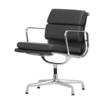 Vitra Soft Pad Chair EA 208 classic height polerat krom Läder L50 Nero (filttassar)