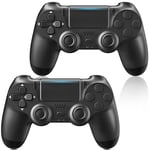Trådlös Kontroller 2-pack för PS4/Slim/Pro, Kontroller för PlayStation 4 med Dubbel Vibration/3.5mm Ljud/Laddningsport och 2 st Kablar svart