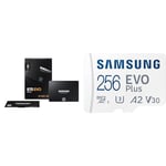 Samsung SSD 870 EVO, 1 TB, Form Factor 2.5 and rdquo;, Intelligent Turbo Write, Magician 6 Software, Black (Internal SSD) & MicroSDXC 256GB EVO Plus CL10 UHS-I U3 MB-MC256KA/EU