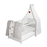 roba Lit Bébé Évolutif 70 x 140 cm Complet - Équipements Inclus - Réglable en Hauteur - 3 Barreaux Amovibles - 0 à 7 Ans - Blanc