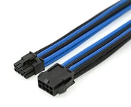 Shakmods 8 Pin Pcie GPU Graphics Card Dark Blue & Black Sleeved Extension Cable 30cm with 2 Clear Cable Combs
