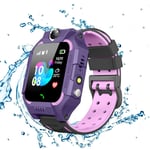 Kids Smart Watch, WIFI+LBS Tracker Waterproof SOS Smartwatch with Two Way Call Voice Chat Math Game Alarm Camera for 3-12 Years Boys Girls Birthday Gifts Compatible with iOS and Android (Purple)
