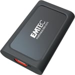 Emtec Disque SSD Externe X210 Elite 2To - Disque Dur SSD Rétrocompatible USB 3.2 Gen1 et 2.0 - Technologie 3D NAND Flash - Câble USB-C 3.2 Gen2 vers USB-A et Coque de Protection Silicone Inclus