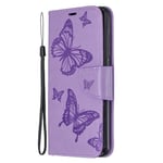 Samsung Galaxy A52 5G Case Shockproof, Galaxy A52s 5G Case PU Leather Wallet Cover Butterfly with Stand Magnetic Money Pouch Slim Folio Bumper Protective Phone Flip Case for Samsung A52 Purple