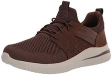 Skechers Men's Delson 3.0-Cicada Knitted Bungee lace Slip on, Brown, 6.5 UK