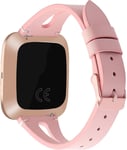 NeatCase Bands compatible with Fitbit Versa Watch Strap, Top Genuine Leather Smart Watch Band (Pink)