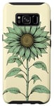 Galaxy S8 Aesthetic Sunflower Line Art Minimalistic Sage Green Case