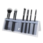 Moda Royal & Langnickel Pro Total Face Travel Size Makeup Brush Set with Pouch, Includes - Powder, Foundation, Angle Shader, Smoky Eye, Brow Liner and Pointed Lip Brushes, Black