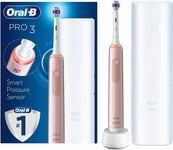 Oral-B PRO 3 Pink Electric Toothbrush w Smart Pressure Sensor & Travel Case Gift