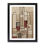 Retro City Skyline Art No.4 Framed Print for Living Room Bedroom Home Office Décor, Wall Art Picture Ready to Hang, Black A2 Frame (62 x 45 cm)