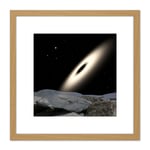 Space NASA Binary Red Dwarf Stars Illustration 8X8 Inch Square Wooden Framed Wall Art Print Picture with Mount