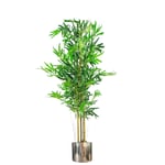 120cm (4ft) Natural Look Artificial Bamboo Plants Trees with Silver Metal Planter