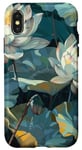 Coque pour iPhone X/XS Style de peinture à l'huile de fleurs de lotus Art Design