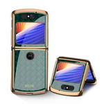 MingMing Case for Motorola Razr 5G Cases Ultra-Thin PC + 9H Tempered Glass Phone Cover for Motorola Razr 5G, Woven pattern green