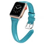 NO1seller Top Band Compatible for Apple Watch Series 4 40mm 44mm/Series 3 2 1 38mm 42mm Women Men, Slim Genuine Leather Wristband Replacement Accessories iWatch Strap Bracelet (Teal, 38mm/40mm)