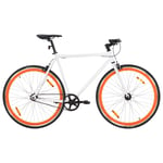 vidaXL Fixed gear cykel vit och orange 700c 55 cm 92265
