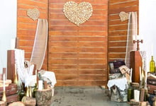 HD 7x5ft Photography Backdrop Happy Valentine s Day Wood Hearts on Stripes Wooden Plank White Curtain Candles Floor Photo Background Backdrops Photography Video Party Kids Photo Studio Props