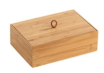 WENKO Boîte avec Couvercle en Bambou Terra L - Boîte de Rangement, Panier de Salle de Bain Capacité: 1.72 l, Bambou, 22 x 7 x 15 cm, Naturel