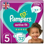 Pampers Baby Nappies Size 5 (11-16 kg/24-35 Lb), Active Fit 32 Nappies